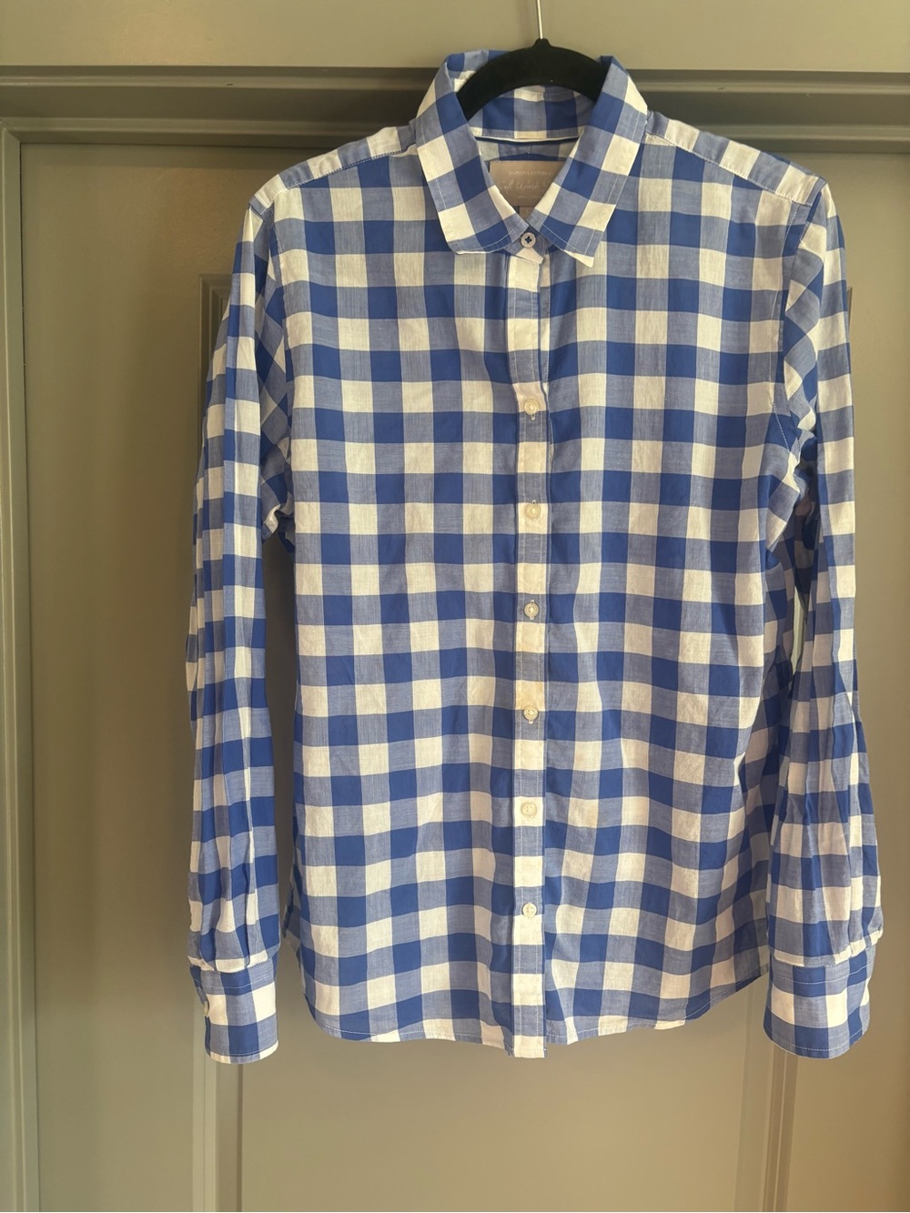 Women’s Banana Republic Blue and White Gingham Button-Front Blouse